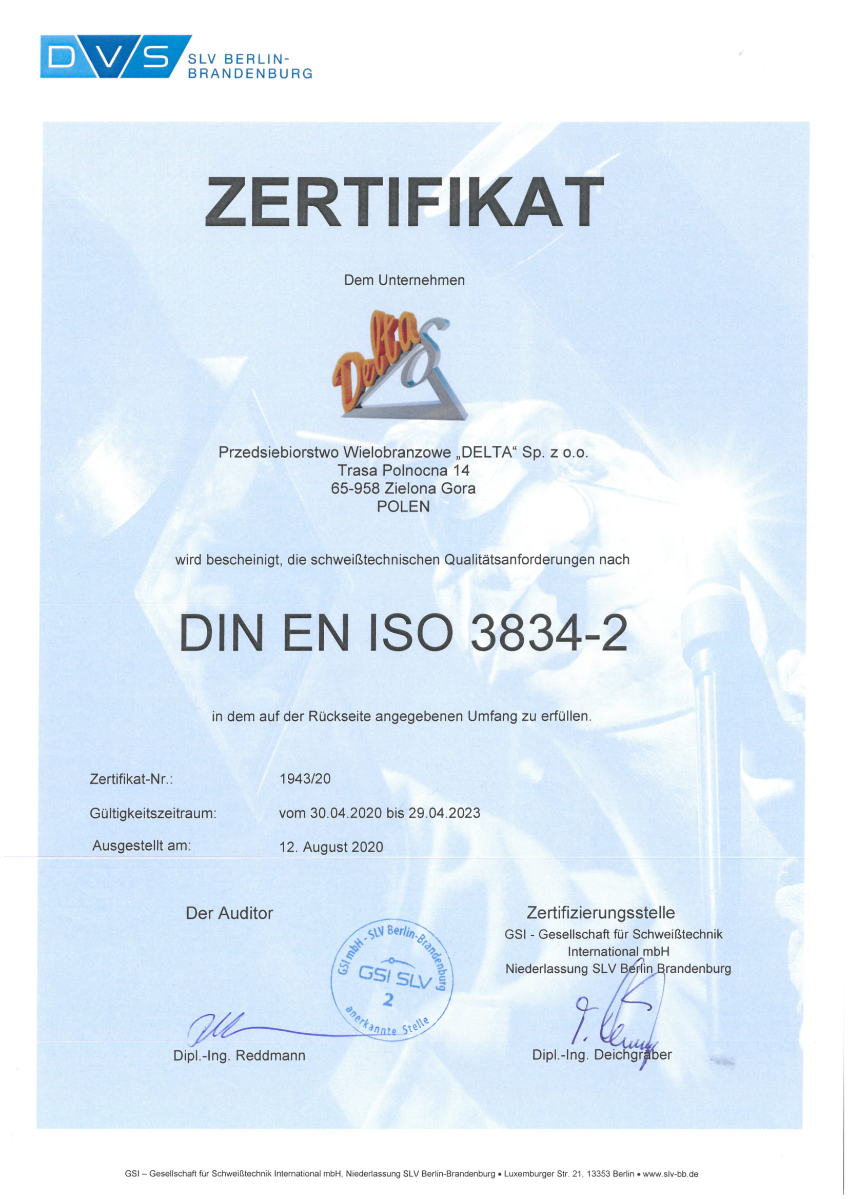certyfikat z zaświadczeniem po niemiecku